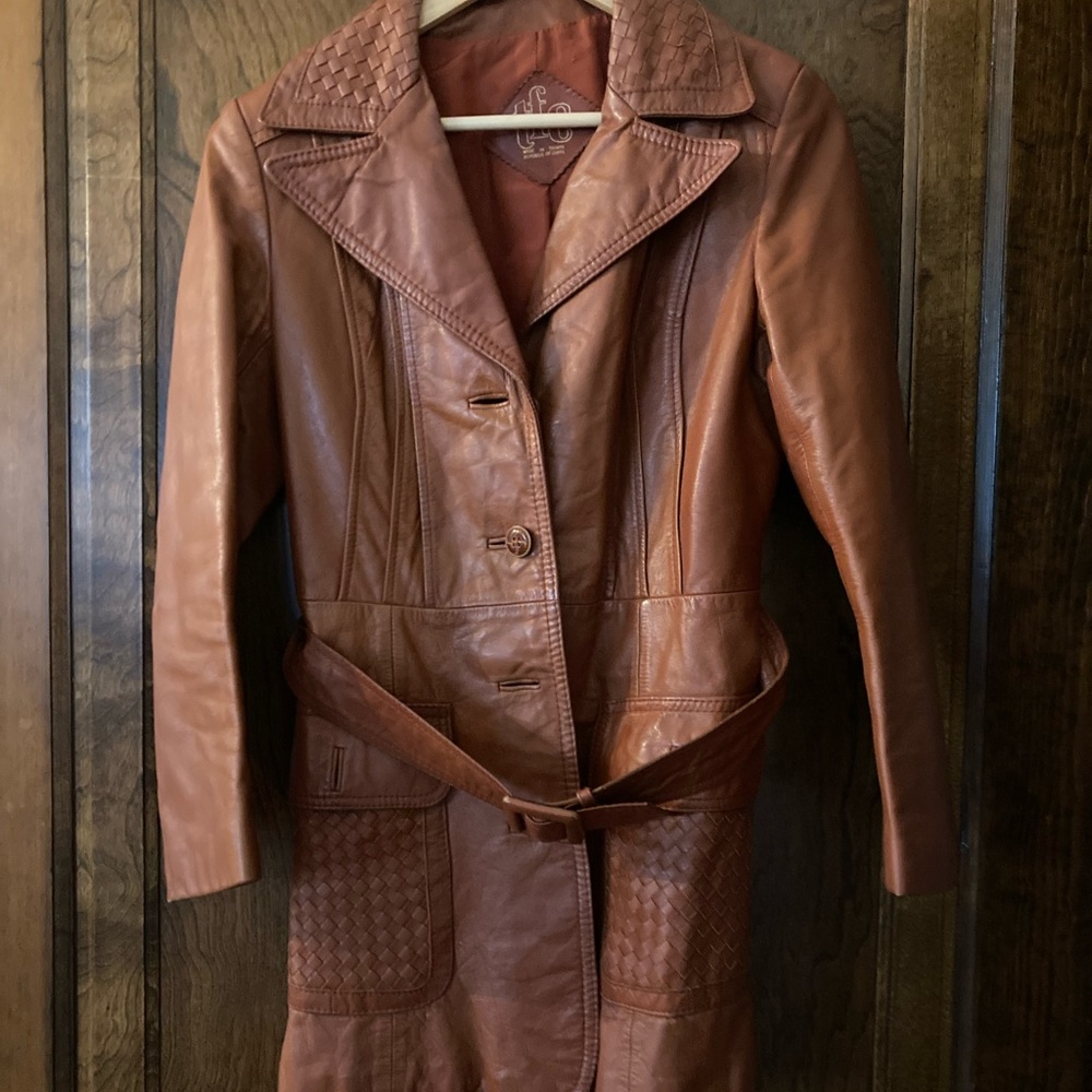 Vintage Leather Trench Coat
